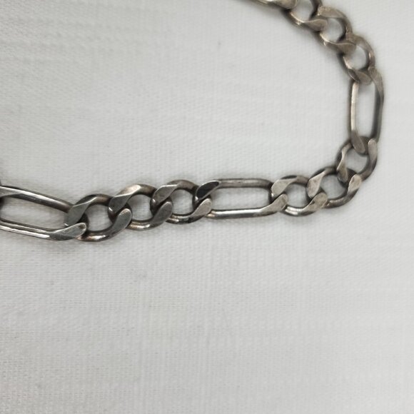 Vintage Mens Figaro Sterling Silver 925 9mm 18 Gram Bracelet - Picture 8 of 12